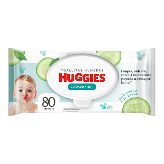 Toallitas Húmedas Huggies Cuidado 4 en 1, 80uds